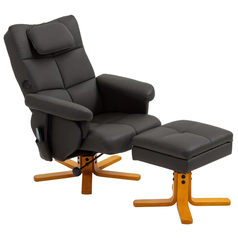 HOMCOM Massagesessel mit Fußhocker, Rückenlehne bis 135° verstellbar, Stauraum, Fernbedienung