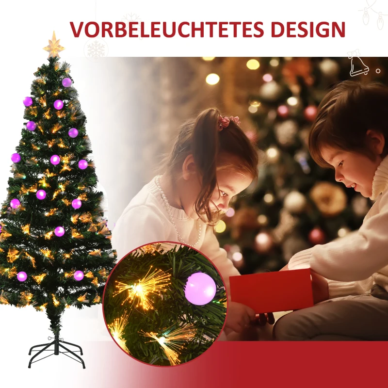 HOMCOM Weihnachtsbaum Tannenbaum mit LED-Leuchten 2 Lichtfarben 170 Spitzen Ø60 x 150H cm