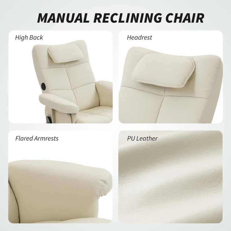 HOMCOM Poltrona massaggiante con poggiapiedi, schienale reclinabile fino a 135°, cassettino portaoggetti, telecomando