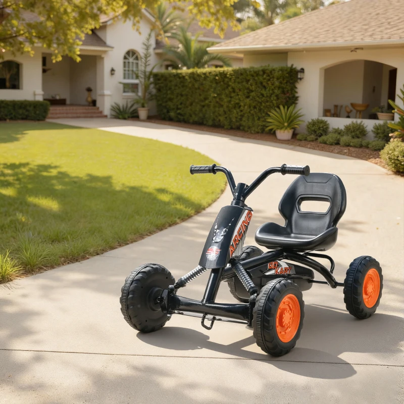 AIYAPLAY Kart à pédales pour enfants, karting enfant, avancer et reculer, pour garçons filles de 2-5 ans, 84x54x56 cm, noir