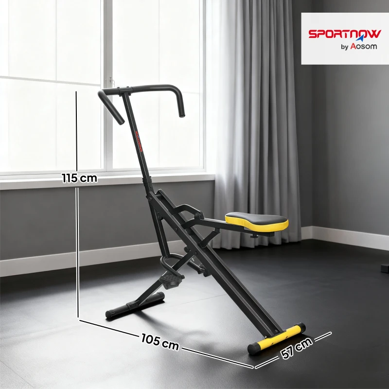 SPORTNOW Machine Total Crunch Pliable avec Siège Réglable, en Métal et Plastique, 57x105x115 cm, Jaune