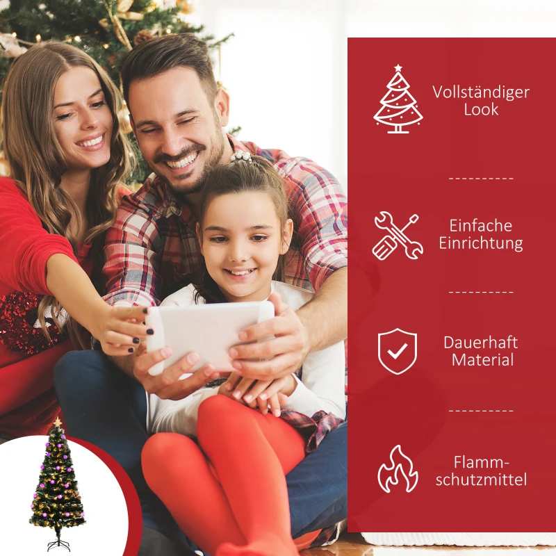 HOMCOM Weihnachtsbaum Tannenbaum mit LED-Leuchten 2 Lichtfarben 170 Spitzen Ø60 x 150H cm