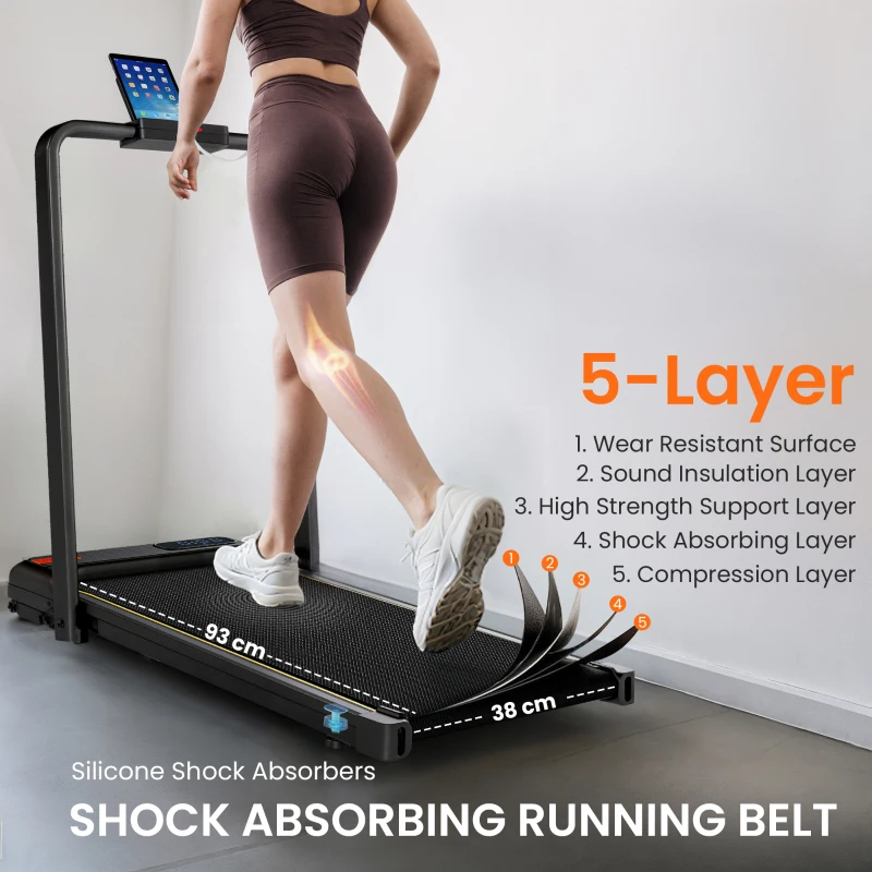 SPORTNOW Folding Walking Treadmill, Under Desk Walking Pad with Incline, Black