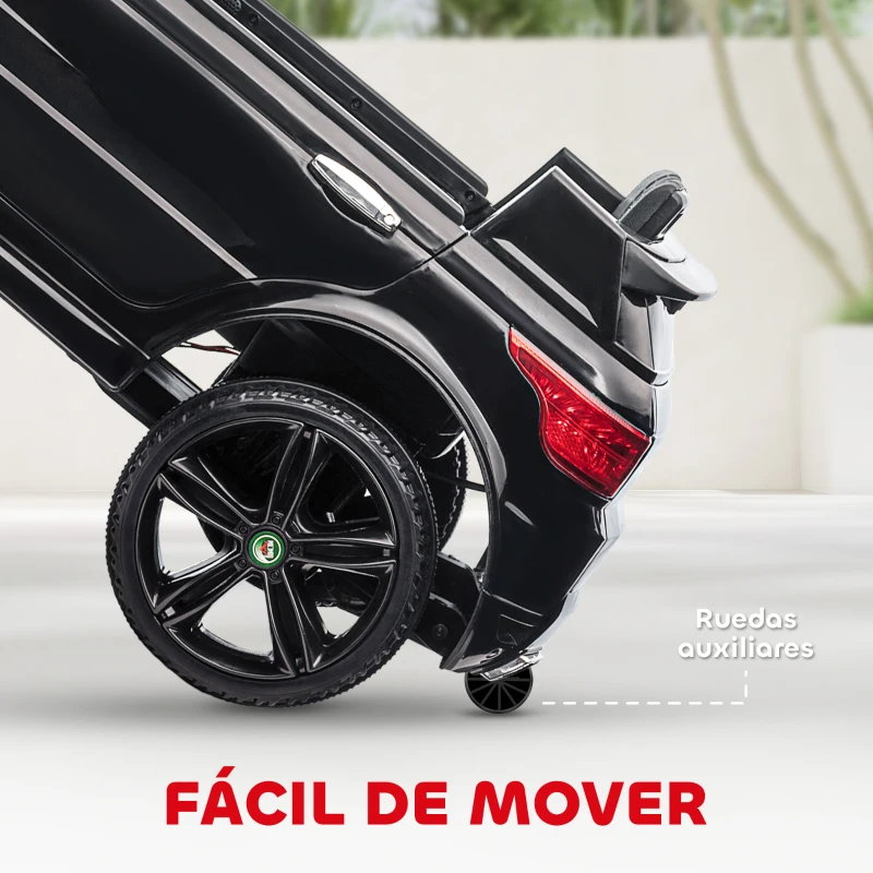 HOMCOM Coche Eléctrico SUV para 3-6 Años Coche de Batería 12V con 2 Motores Mando a Distancia 110x68x52 cm Negro