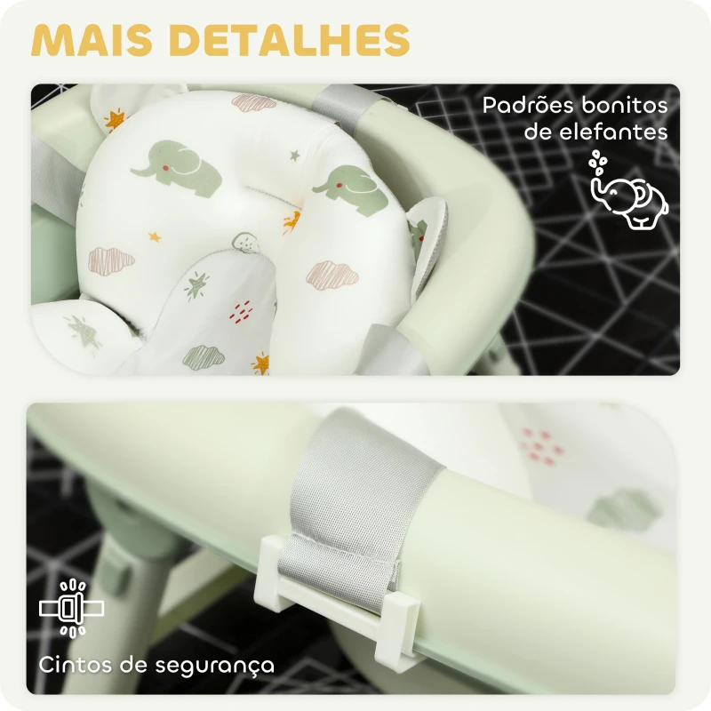 AIYAPLAY Banheira Dobrável Bebé com Almofada de Banho Suporte Orifício de Drenagem e de Chuveiro 86x53x25,5 cm Verde