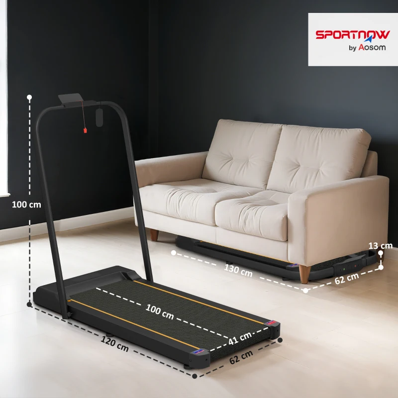 SPORTNOW 2.5HP Walking Pad, 1-6km/h Folding Treadmill with Remote Control and LED Display for Home Gym Office, Orange