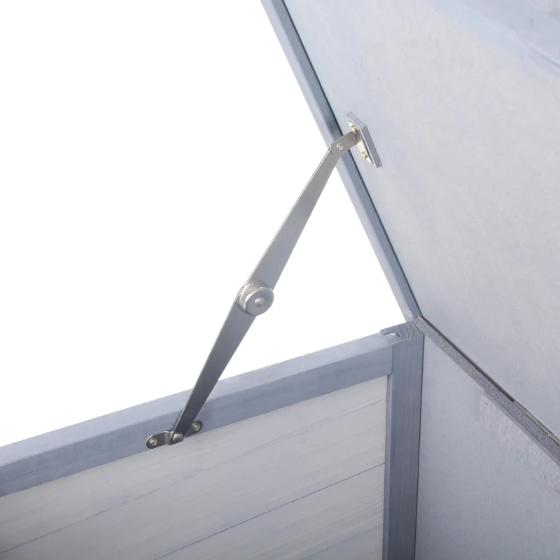 PawHut Jaula para Conejos con Techo Asfáltico Abatible Puertas con Pestillo Bandejas Extraíbles y Comedero 112x50x54 cm Gris