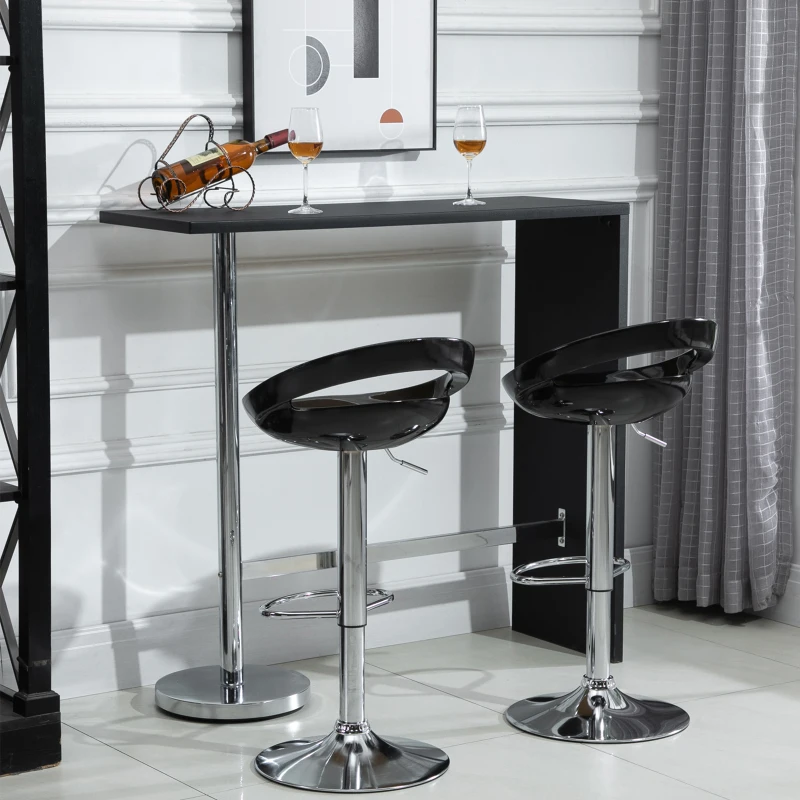 HOMCOM Lot de 2 tabourets de bar chaises de bar hauteur réglable dossier et repose-pieds pivotant à 360° 46x41x76-96cm noir