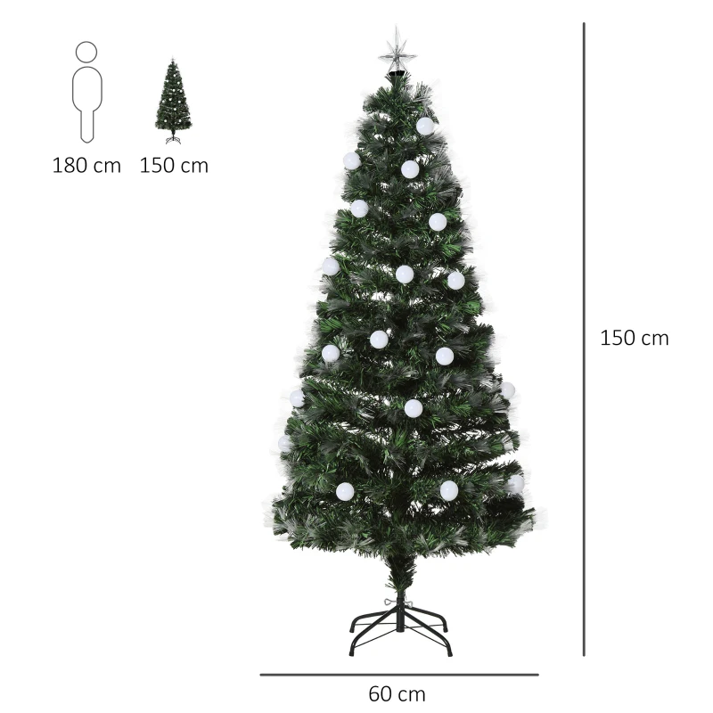 HOMCOM Weihnachtsbaum Tannenbaum mit LED-Leuchten 2 Lichtfarben 170 Spitzen Ø60 x 150H cm