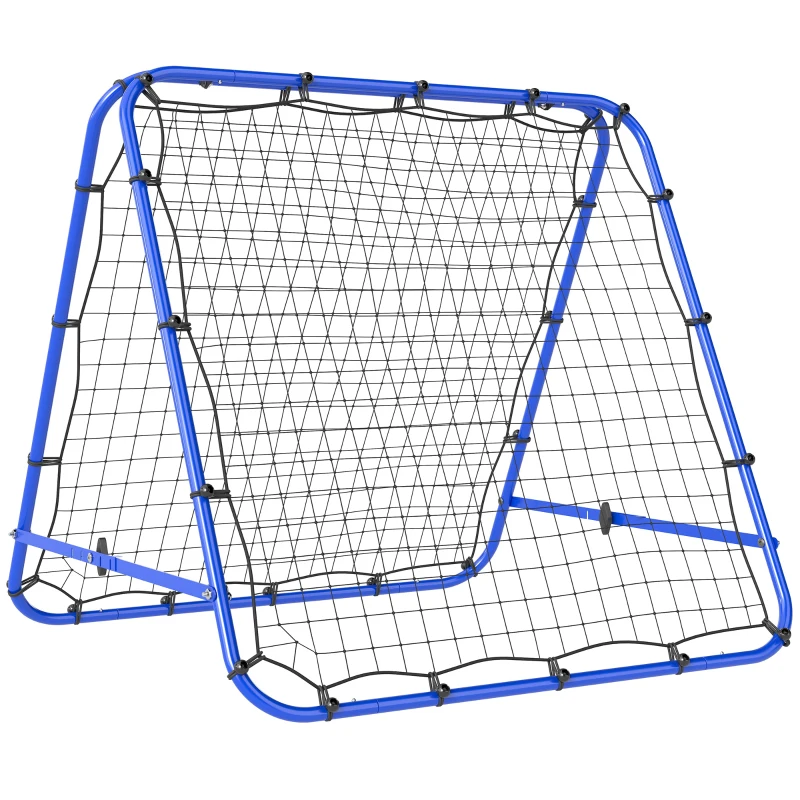 HOMCOM Doppelseitige Rebounder für Fußball, verstellbar Prellwand mit 5 Winkelpositionen Rückprallwand Netz, 100 x 68-95cm Kickback Tor für Jugendliche, Rückprallwand für Handball Training, Blau