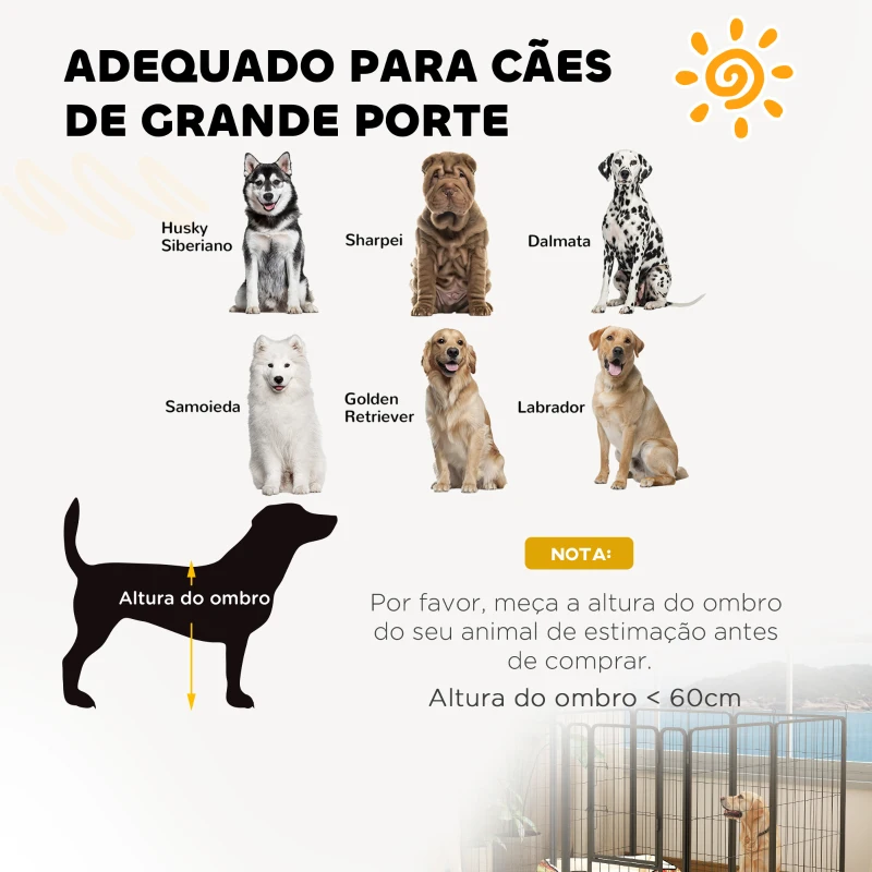 PawHut Parque para Cães de 8 Painéis 68x100 cm Parque Dobrável para Cães Médios com Portas Fecho e Estacas Preto