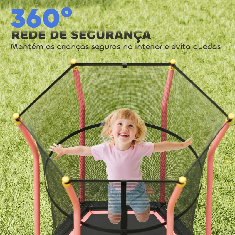 HOMCOM Trampolim para Crianças com Rede de Segurança e Estrutura de Aço para Interiores e Exteriores Carga 50kg Ø163,5x190 cm Vermelho