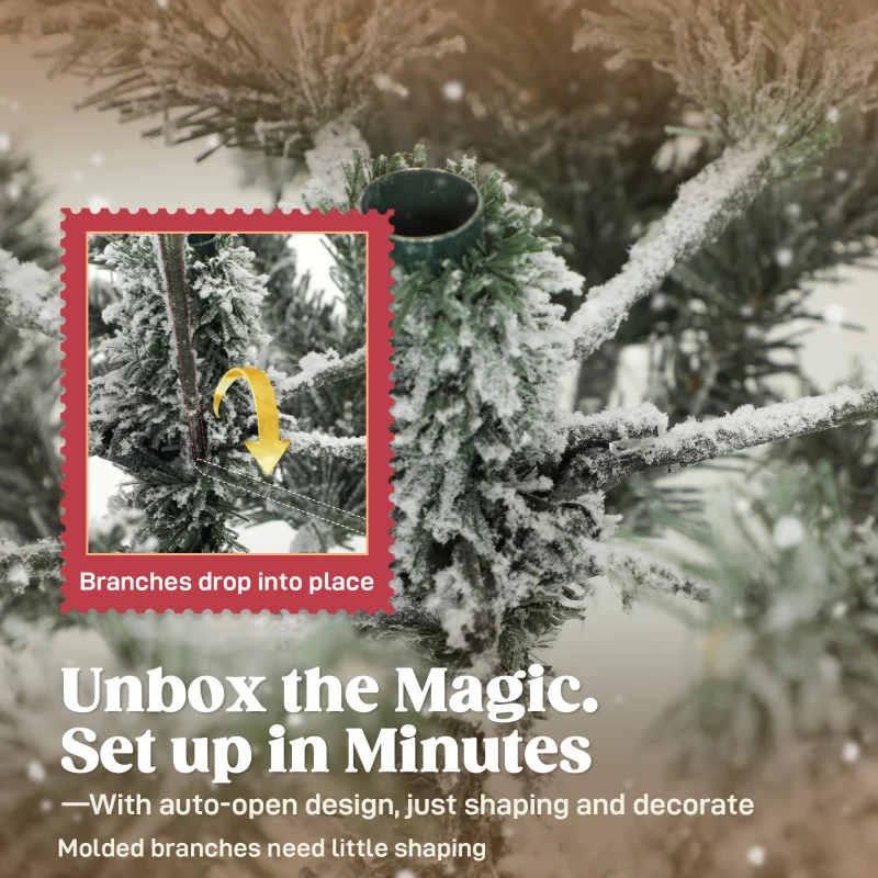 HOMCOM 6ft Snow Flocked Artificial Christmas Tree