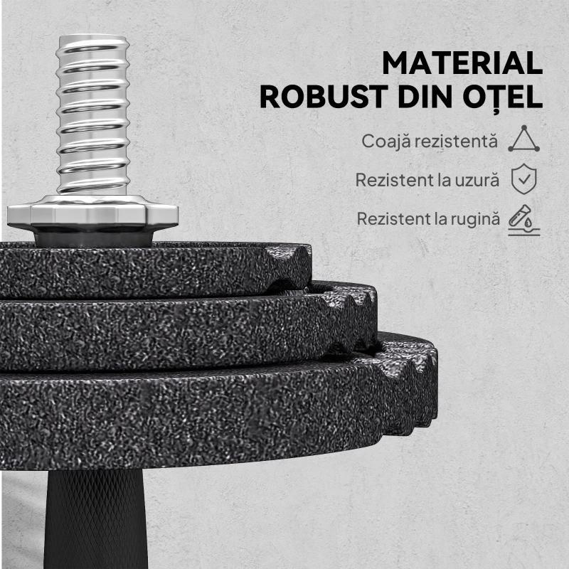 SPORTNOW Greutăți pentru Sală 2 în 1 de 42 kg cu 14 Discuri, Bară de Greutăți și Haltere, din Oțel, 180x24x24 cm, Negru