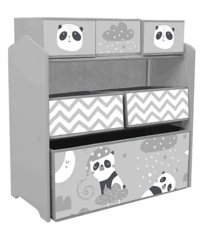 ZONEKIZ Meuble rangement enfant rangement jouet enfant 6 boîtes amovibles en tissu non tissé 63 x 30 x 66 cm gris