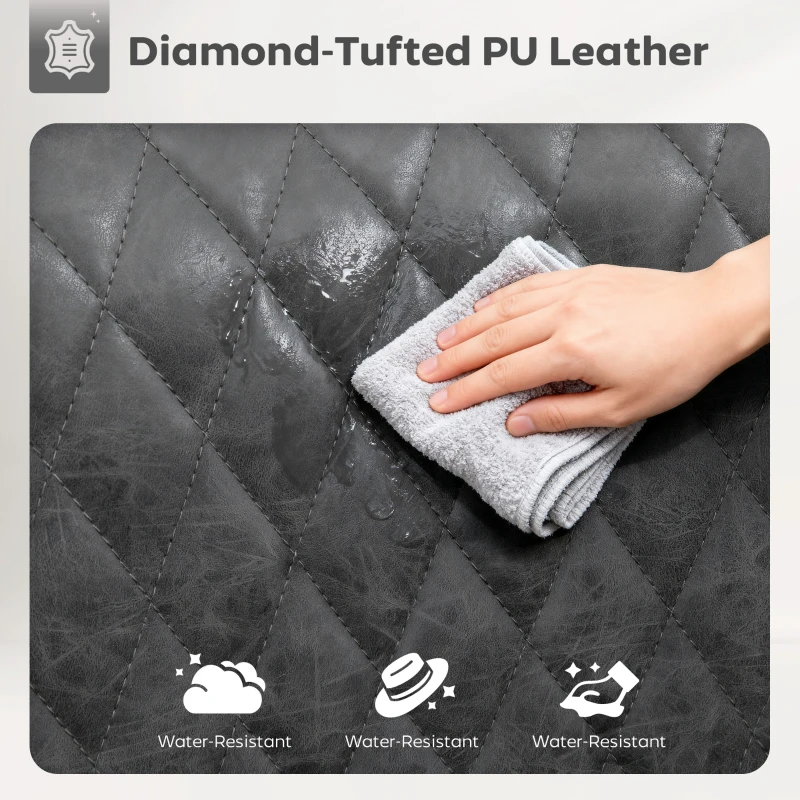 HOMCOM Retro Bar Stools Set of 2, Adjustable Kitchen Stool, Upholstered Bar Chairs with Back, Swivel Seat, Dark Grey(m-6)