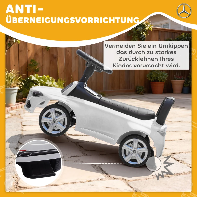 AIYAPLAY Mercedes-Benz C-Class Rutschauto mit Hupe, Motorgeräuschen, Stauraum, für Kinder 18-36 Monate, Weiß