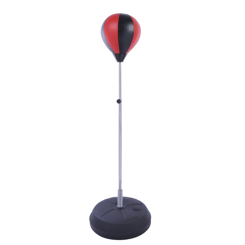 HOMCOM Saco de Boxeo de Pie Punching Ball con Altura Ajustable de 4 Niveles en 126-144 cm Base Rellenable de Agua o Arena y Guantes para Adolescentes Rojo y Negro