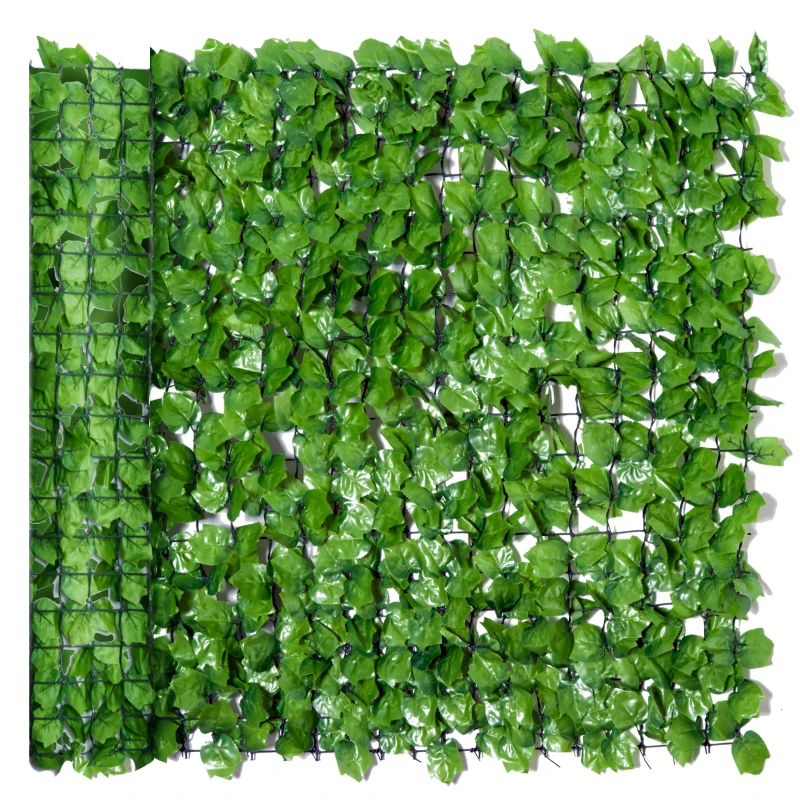 Outsunny Haie Artificiel Brise-Vue décoration Rouleau 3L x 1H m Feuillage réaliste Anti-UV Vert