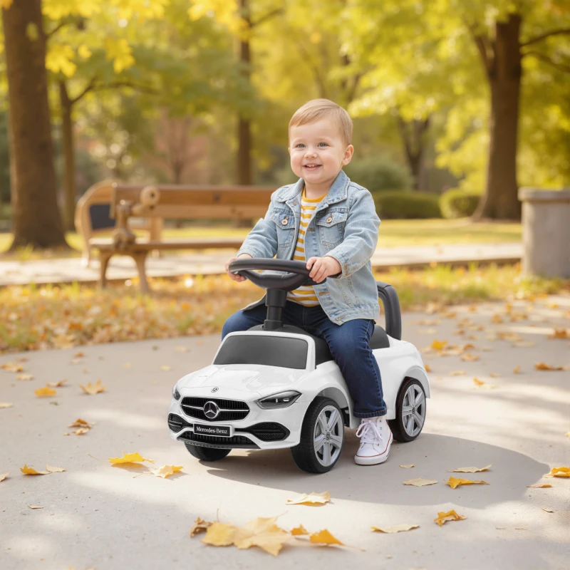 AIYAPLAY kinderauto met Mercedes Benz licentie, met toeter en opbergruimte, 65x28x39 cm, Wit
