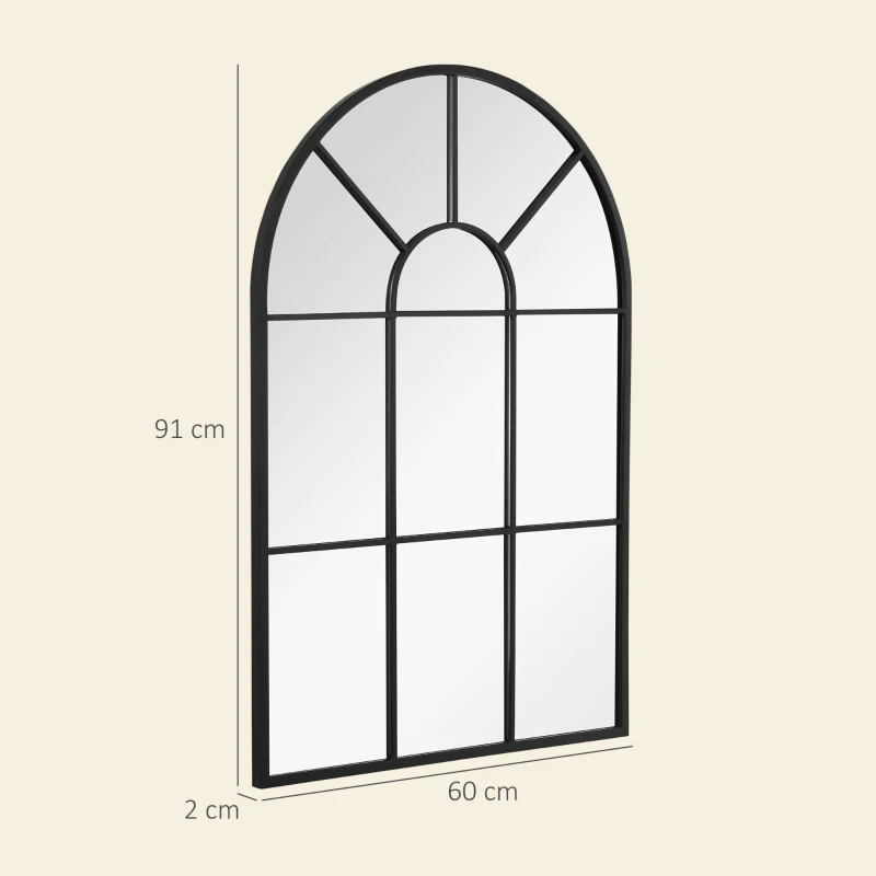 HOMCOM Espejo Decorativo de Pared 60x91cm Espejo de Ventana de Metal para Salón Dormitorio Entrada Estilo Moderno Negro