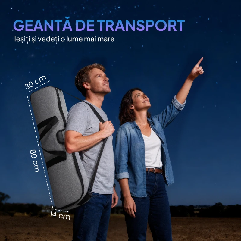 Outsunny Telescop Astronomic 80mm cu Montură EQ, 2 Lentile Oculare și Adaptor Smartphone, 92x92x130 cm, Alb și Negru