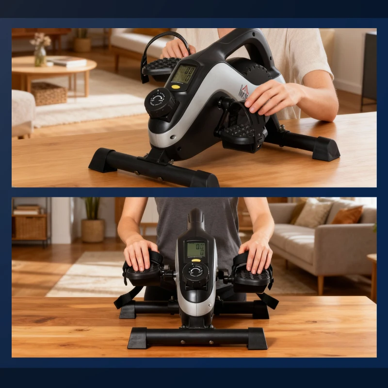 HOMCOM Mini vélo d'appartement, vélo d'exercice compact 8 niveaux résistance magnétique avec écran LCD 53 x 44 x 34 cm noir