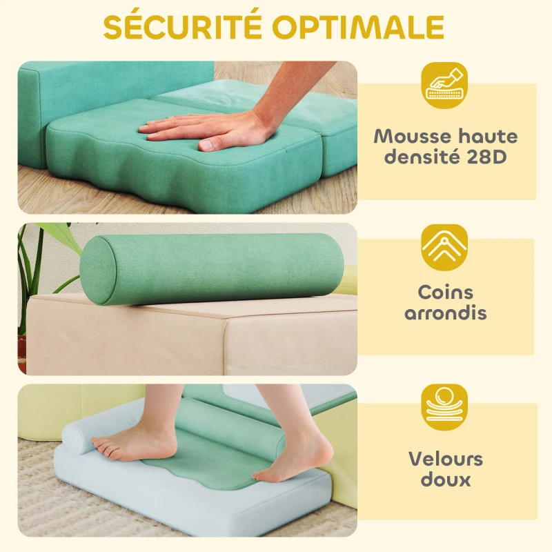 AIYAPLAY Parcours motricité bébé module motricité bébé avec piscine à balles housse lavable 160 x 137,5 x 30 cm multicolore