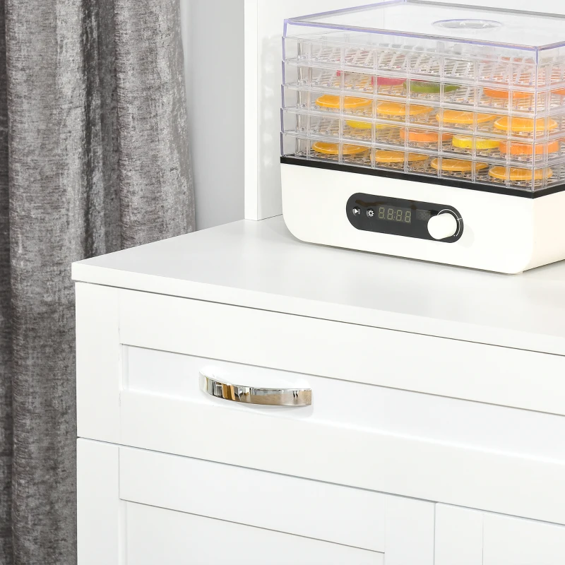 HOMCOM Mobile Cucina Moderno con 2 Armadietti, Ante in Vetro e Mensole Regolabili, 80x48x170 cm, Bianco