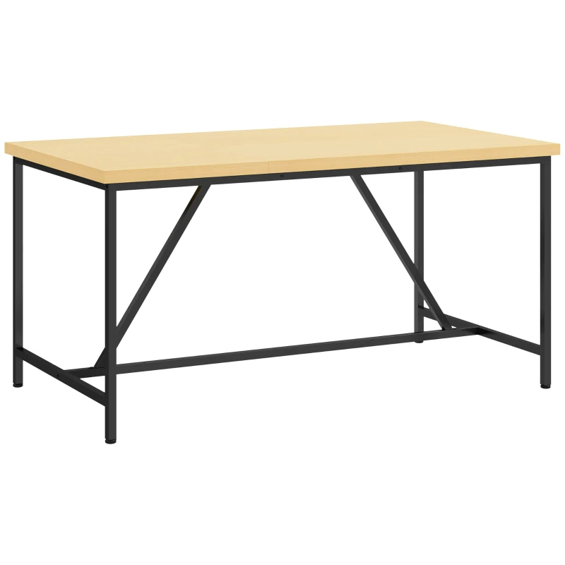 HOMCOM Table à manger pour 6 personne, meuble polyvalent, plateau aspect bois et pieds en acier noir avec patins réglables