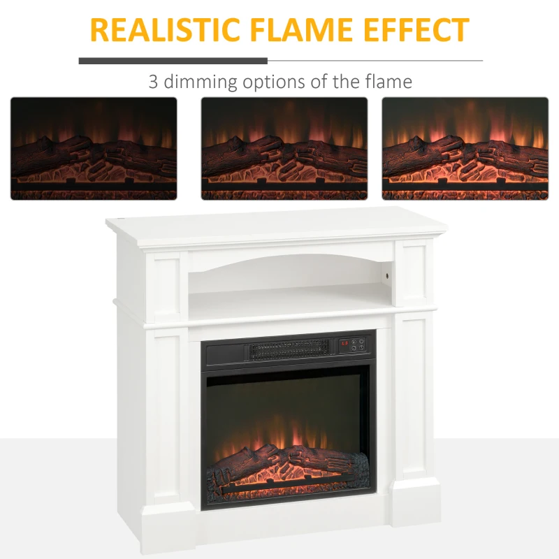 HOMCOM Șemineu Electric 1800W cu Efect de Flacără Reglabilă, Telecomandă și Timer