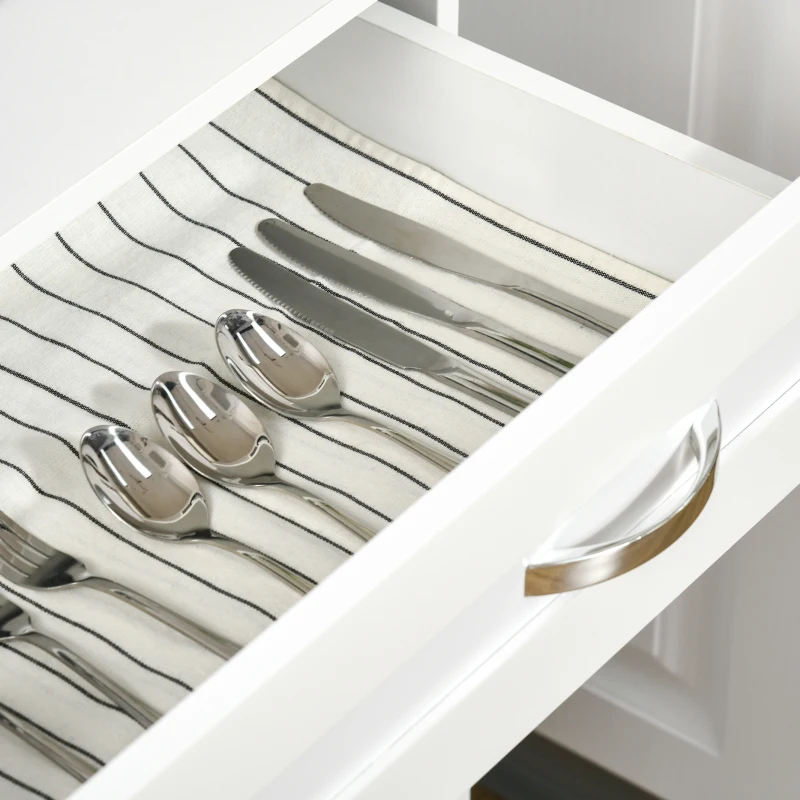 HOMCOM Mobile Cucina Moderno con 2 Armadietti, Ante in Vetro e Mensole Regolabili, 80x48x170 cm, Bianco