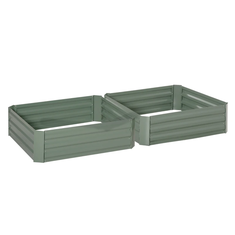 Outsunny Lot de 2 carré potager de jardin dim. 100L x 100l x 30H cm - tôle d'acier ondulée vert