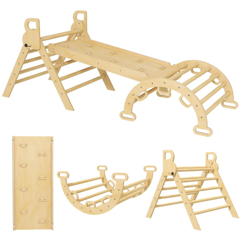 AIYAPLAY 5 en 1 Triangle arche d'escalade enfants avec triangle d'escalade, rampe d'escalade réversible, bascule