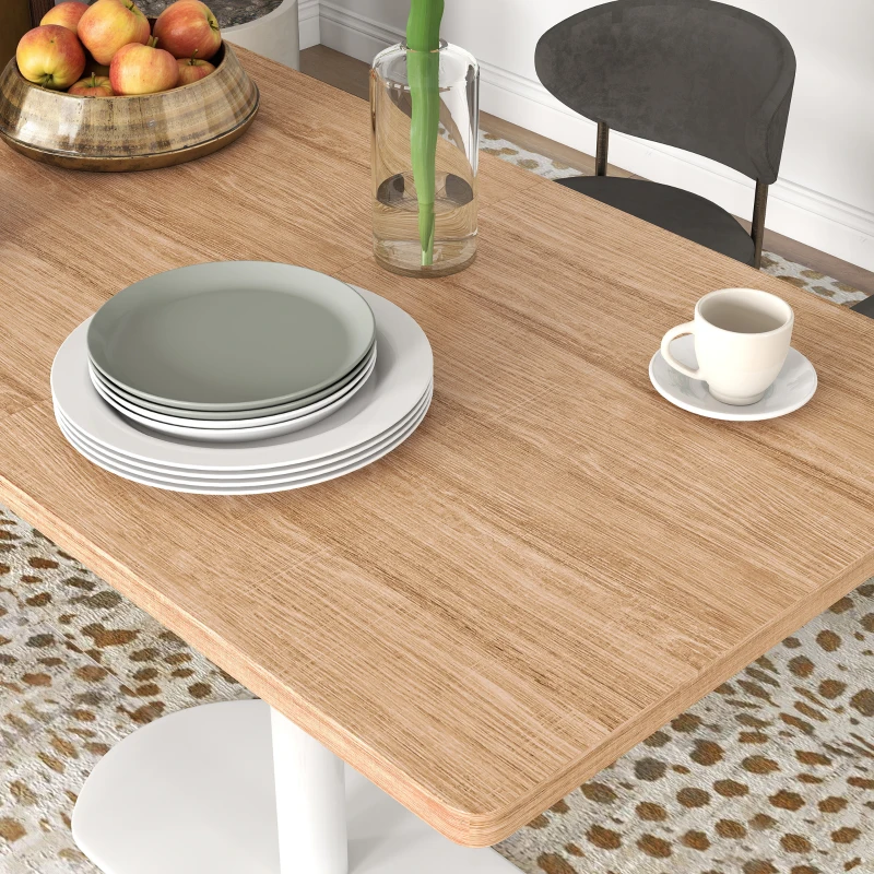 HOMCOM Table à manger rectangulaire pour 6 personnes, 120 x 70 x 75 cm, table de cuisine piétement et plateau épais chêne blanc