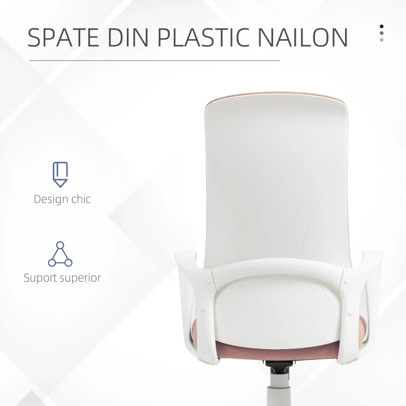 Vinsetto Scaun de birou ergonomic și căptușit, cu înălțime ajustabilă și balans, 62x56x110-119,5 cm, roz