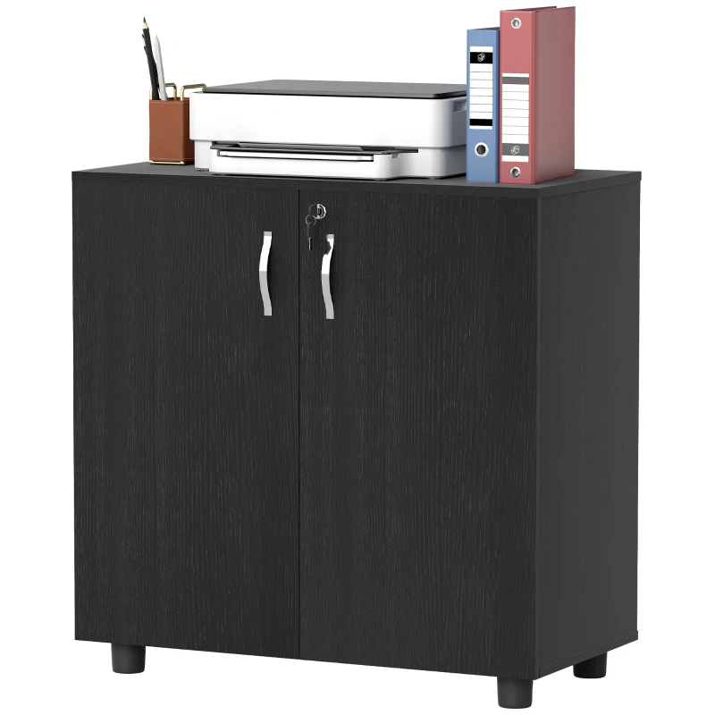 Vinsetto Dulap pentru Documente, cu Încuietoare, 2 Uși și Raft Interior, 80x40x80 cm, Negru