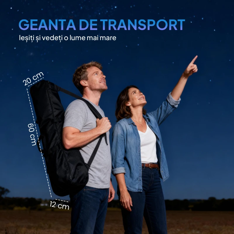 Outsunny Telescop Astronomic 70mm cu 2 Lentile Oculare și Adaptor pentru Smartphone, 80x80x135 cm, Alb și Negru