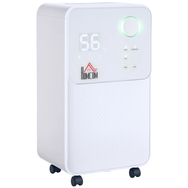 HOMCOM 12L/Day 2000ML Portable Quiet Dehumidifier for Home Laundry Room Bedroom Basement, Electric Moisture Air De-Humidifier