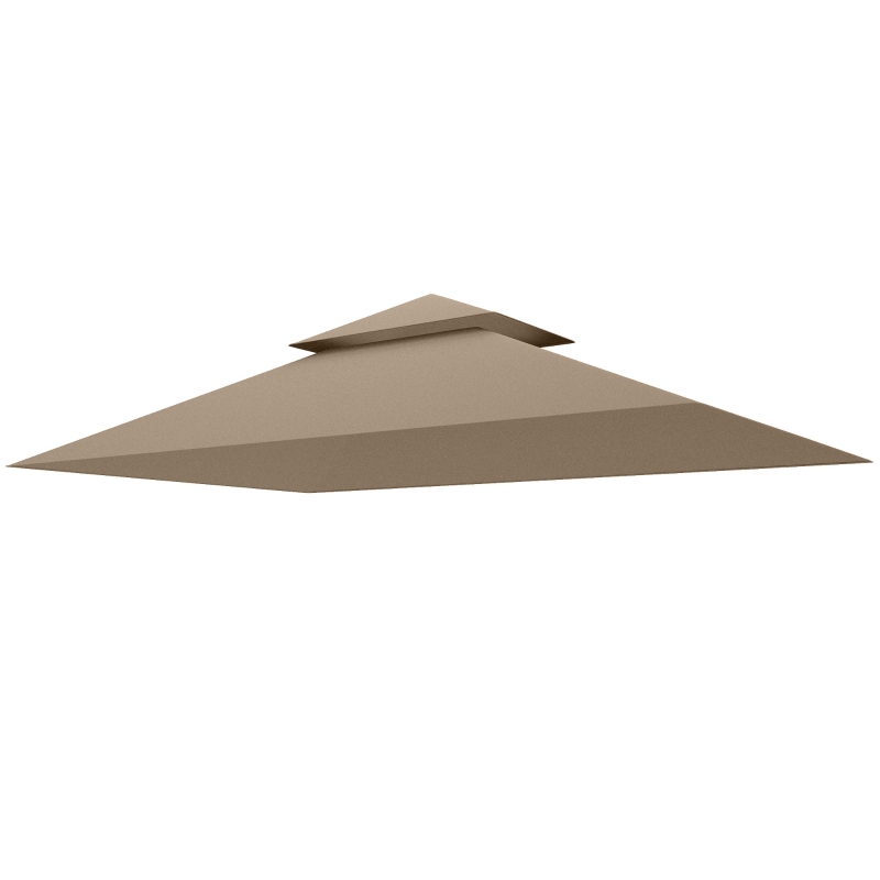 Outsunny Copertura per Gazebo da Giardino per Barbecue 1.52x2.44 m a 2 Livelli in Poliestere 160gsm Cachi