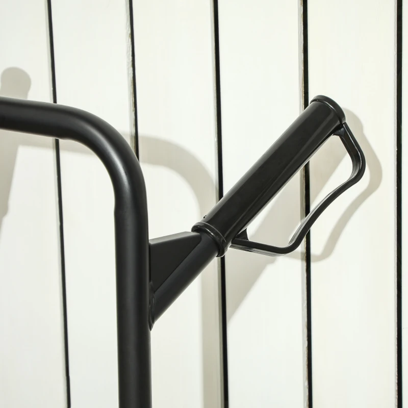 DURHAND Carrello per scale pieghevole 120 kg 6 ruote, in acciaio con corde telescopiche, 44x38x106,5cm, nero