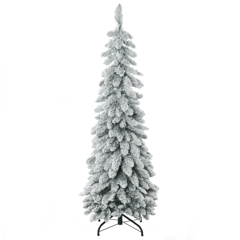 HOMCOM Arbre de Noël artificiel avec support en acier 253 branches enneigées socle pliable hauteur 135 cm vert