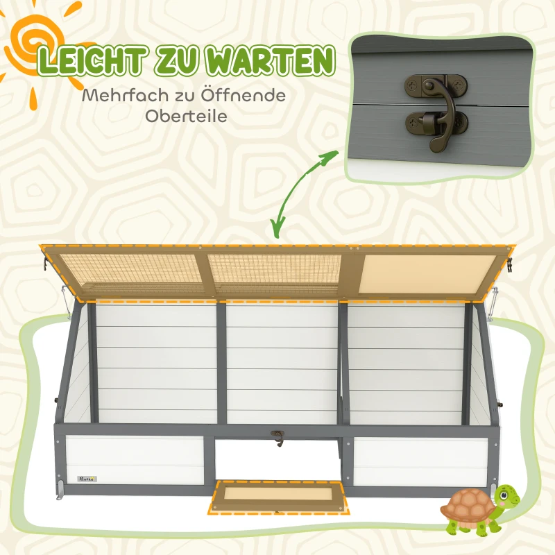 PawHut Schildkrötenbox, Outdoor Schildkrötengehege, bodenloses Design, leicht zu öffnen, Schildkrötenhaus, Weiß(m-7)