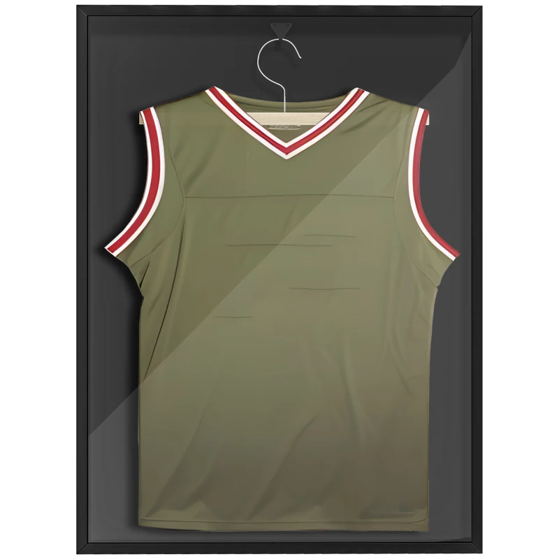 HOMCOM Trikot-Display, Kleiderbügel, Aluminiumrahmen, UV-beständige Acrylfront, Schwarz