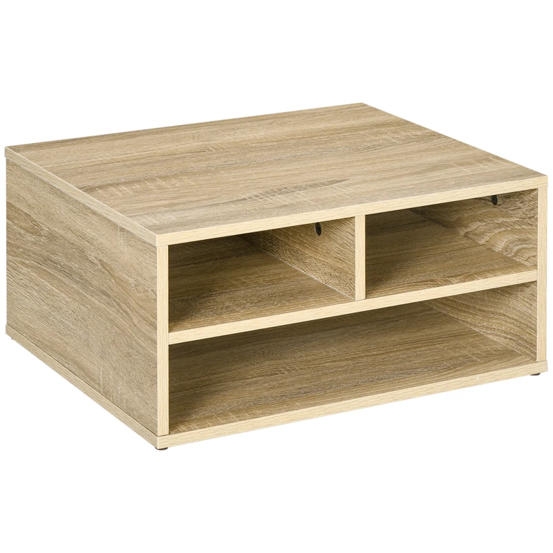 HOMCOM Organiseur bureau aspect bois avec 3 compartiments fournitures support d'imprimante dim. 47L x 40l x 22,5H cm