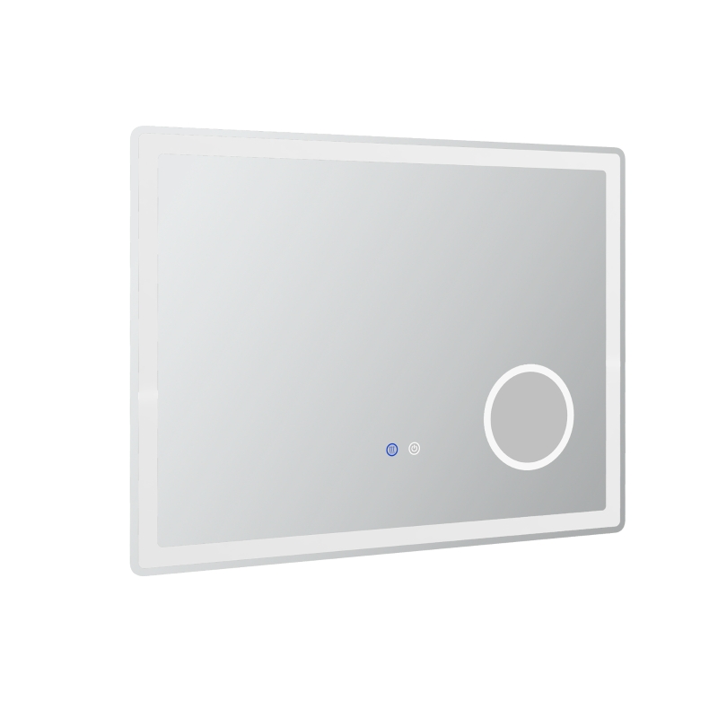 kleankin Miroir salle de bain rectangulaire LED fonction anti-buée luminosité réglable miroir grossissant x3 80 x 60 cm transpent