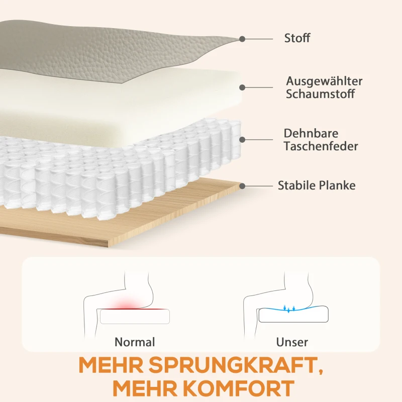 HOMCOM Elektrischer Massagesessel, Kunstlederbezug, Fußstütze, Seitentasche, Beige