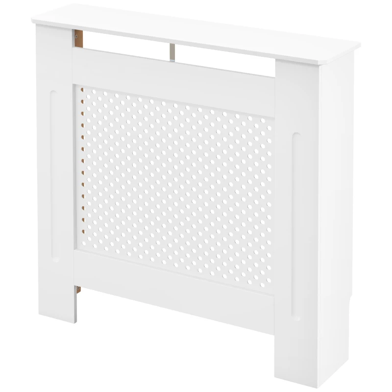 HOMCOM Cache-radiateur, couvercle de radiateur, couverture radiateur, grille ronde, 78L x 19l x 82H cm en bois blanc