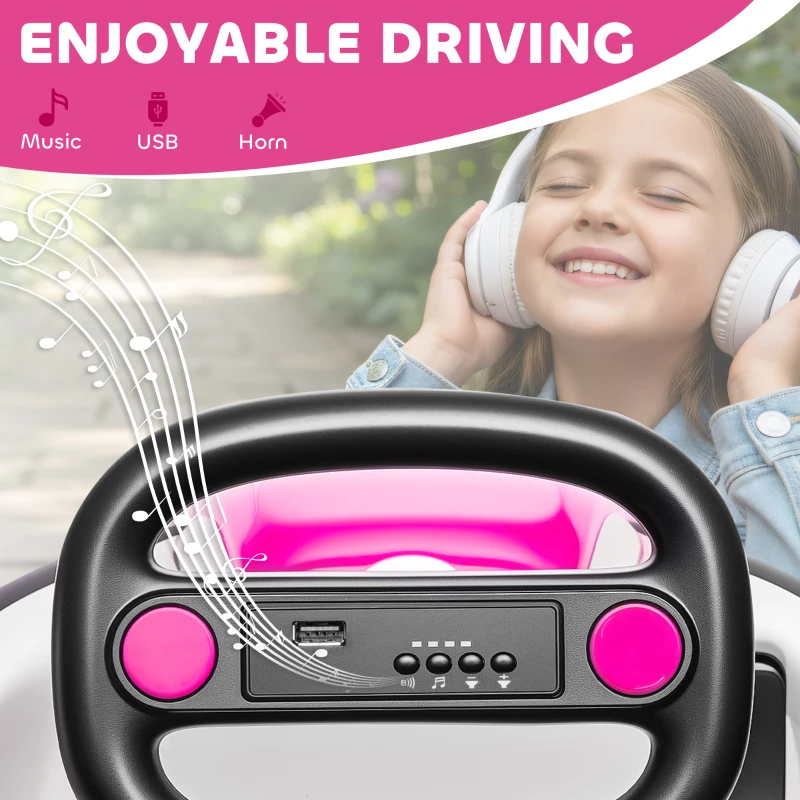 AIYAPLAY Kids Bumper Car with 360-Degree Rotation, 6V Electric Ride On Car with Music and Horn for 3-8 Years Old, Pink