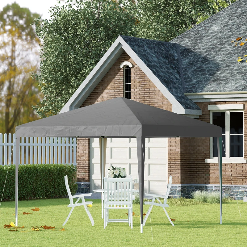 Outsunny Tonnelle pop-up barnum de jardin pliant anti-UV + sac de transport acier Oxford 2,95 x 2,95 x 2,55 m gris